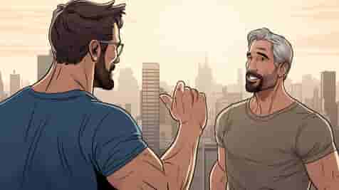 Illustration of two trainers chatting while working out in a private gym studio.